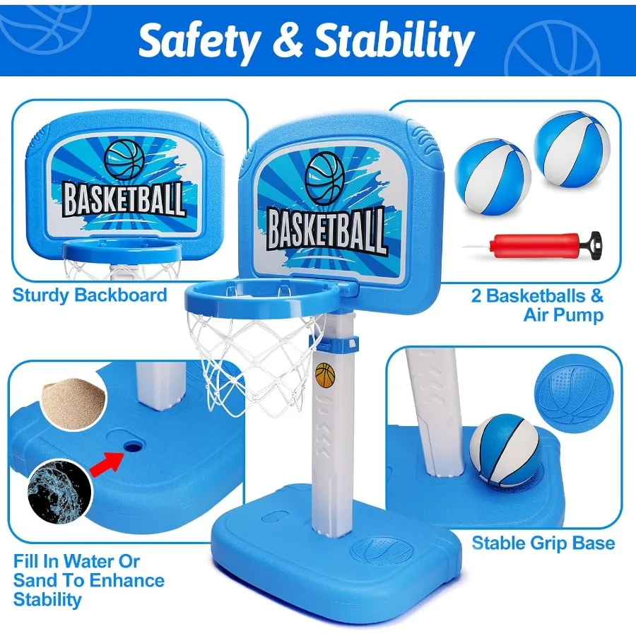 Ring Basket Mini Tinggi Dapat Disesuaikan untuk 3-5 Hadiah Mainan Olahraga Balita Bermain Dalam Ruangan Luar Ruangan 3 4 5 Tahun Anak Laki-laki Perempuan Bayi Natal