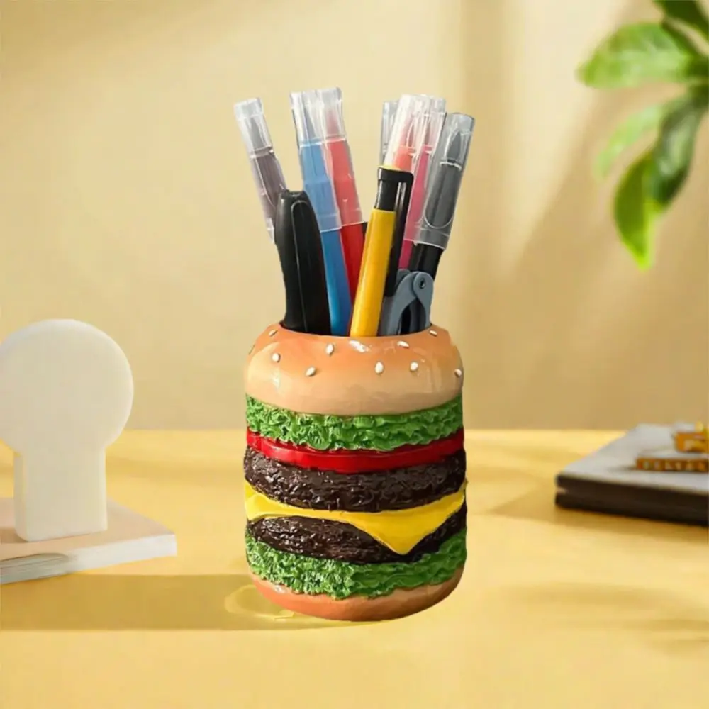 Cute Hamburg Design Pen Holder Smooth Funny Desktop Storage Container Creative Multi-Purpose Pencil Display Cup