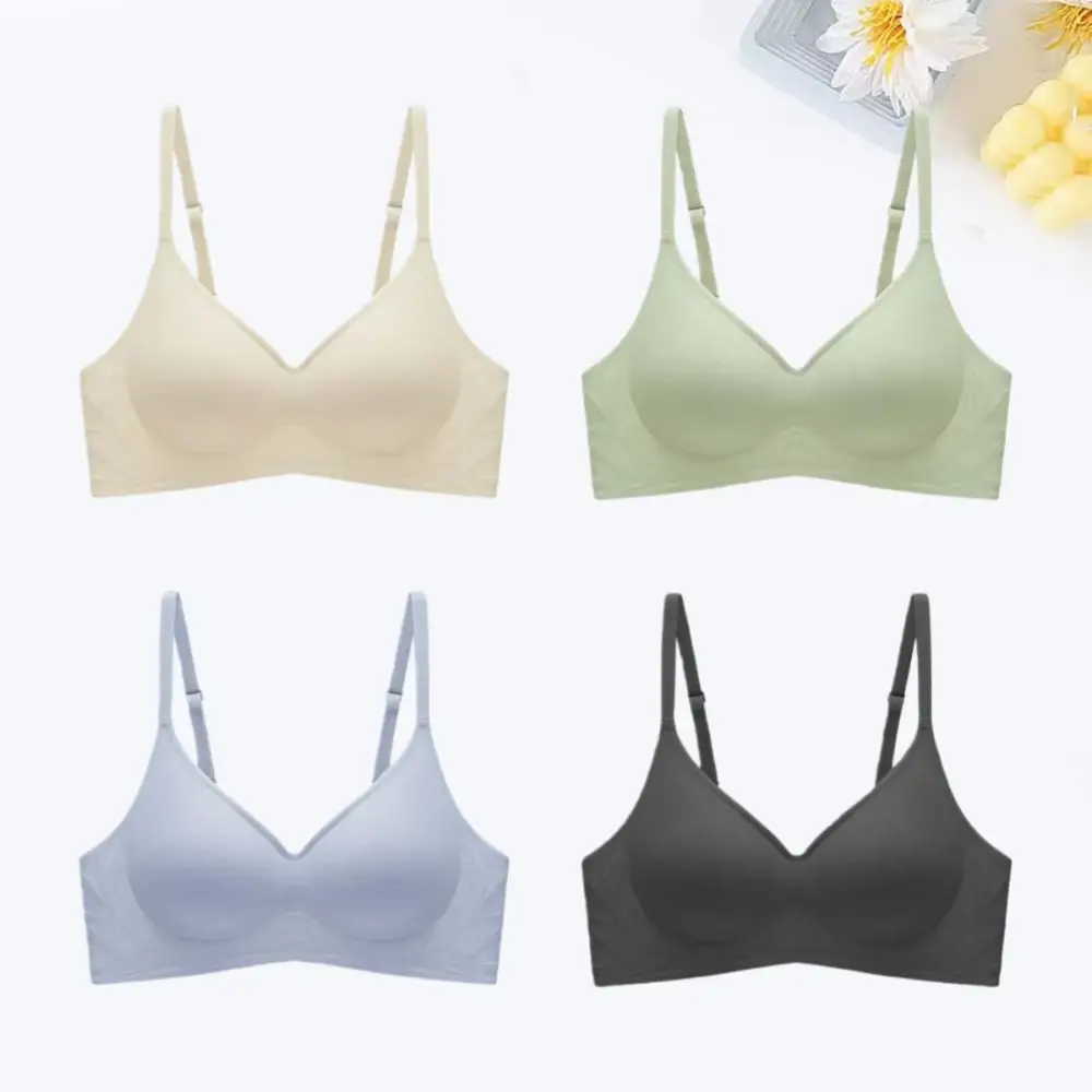 Sujetador ajustado inalámbrico con escote en V profundo, ropa interior push-up antiflacidez sin rastro, pechos recogidos, sujetadores ajustables sin costuras para Yoga