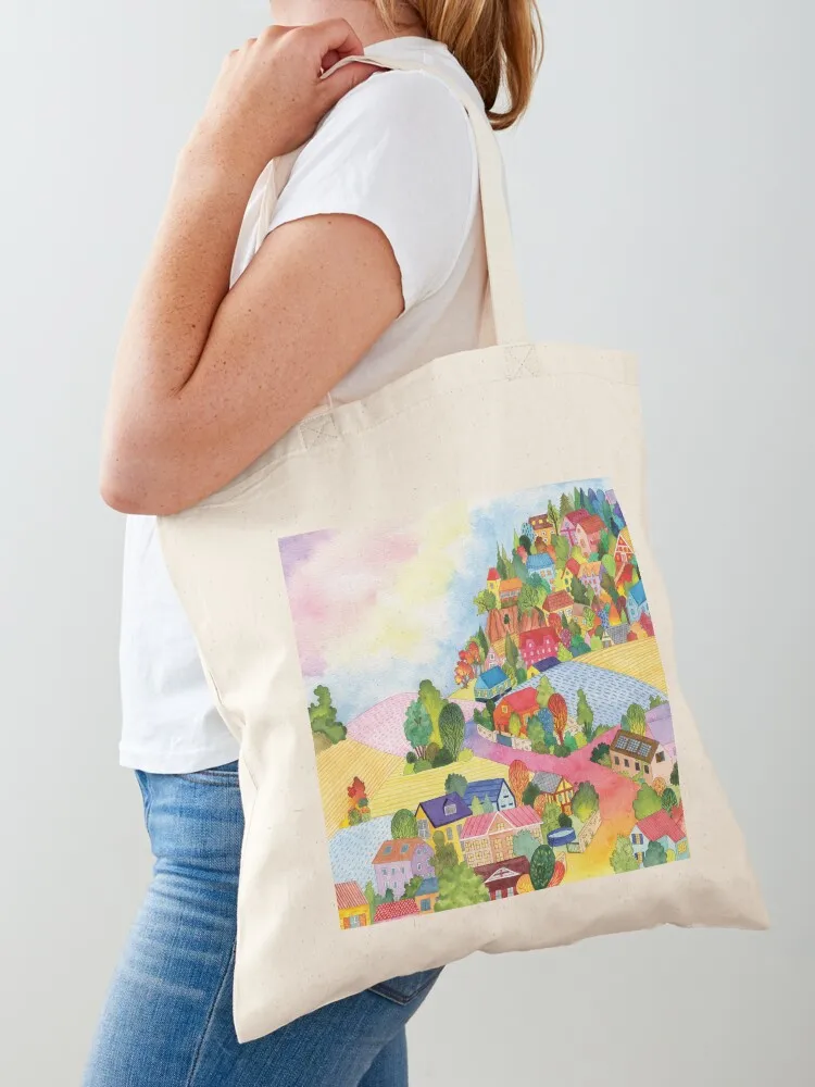 

colorful village Tote Bag Women's shopper Women's tote bag tote bags cloth bags bag custom