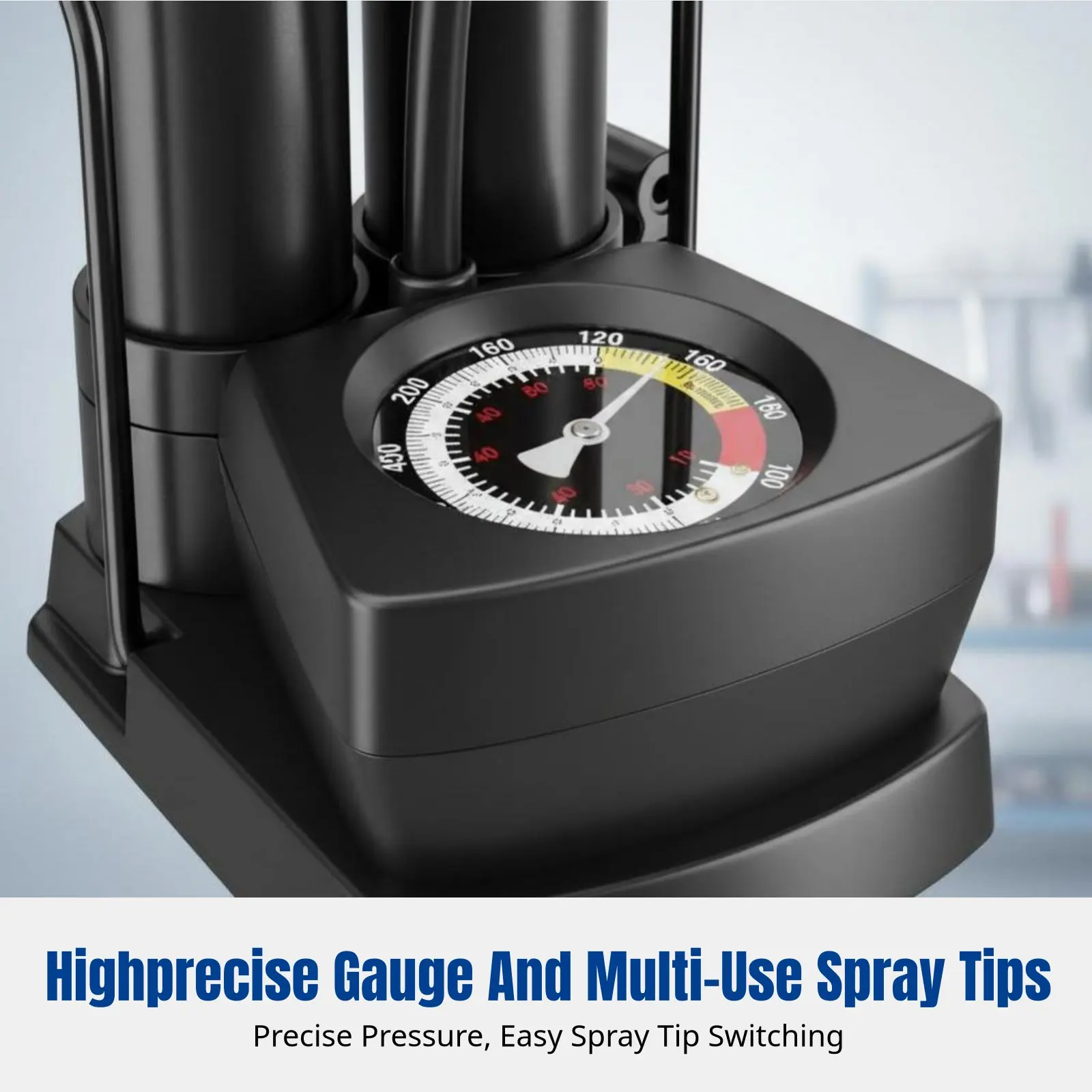 

Насос с ножным приводом высокого давления, универсальный, для двух- и одноцилиндровых систем, с манометром, для автомобиля, мотоцикла, велосипеда