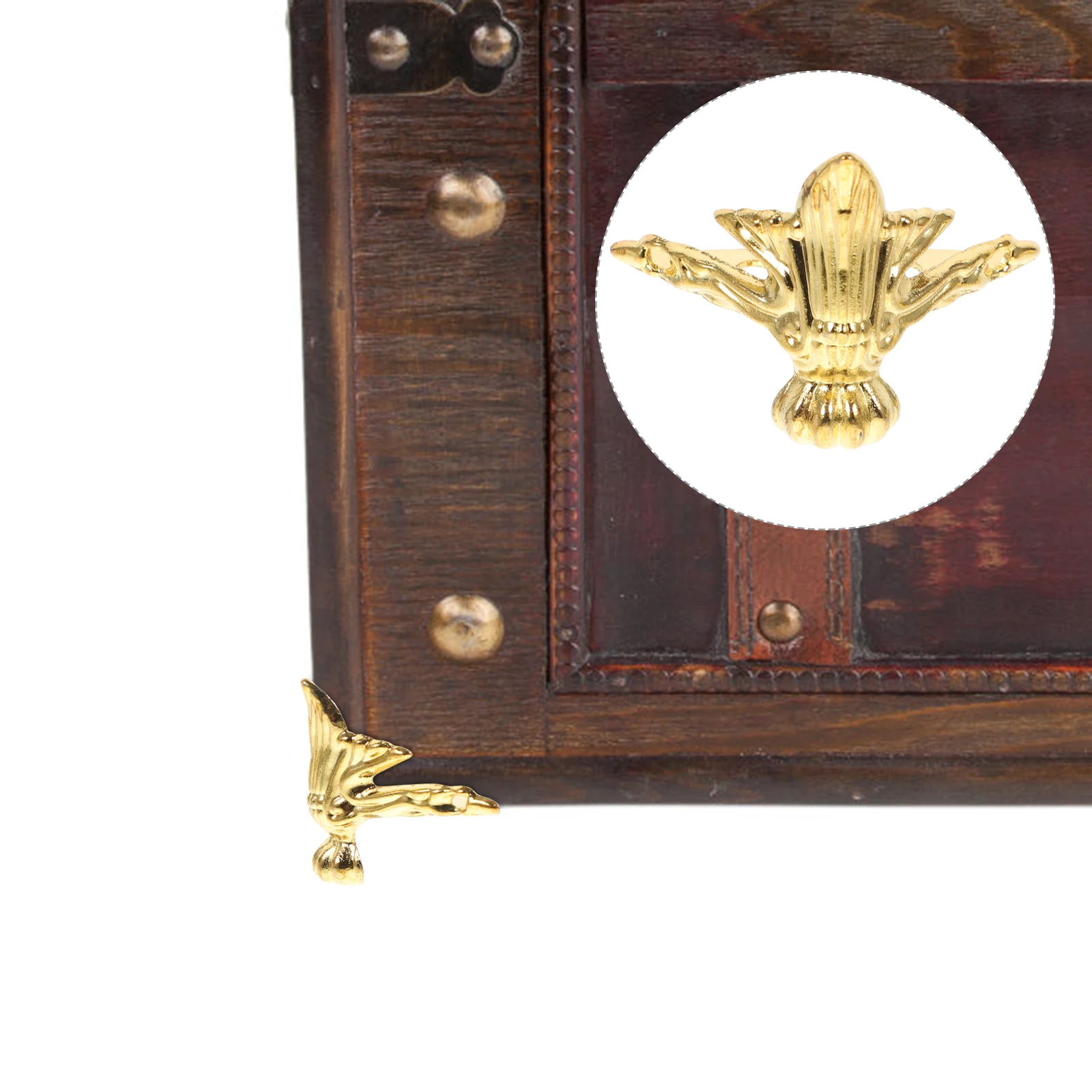 

20pcs Furniture Legs Zinc Alloy Golden Small Feet Decorative Bun Feet for Wooden Boxes Jewelry Cases Vintage Corner Protectors