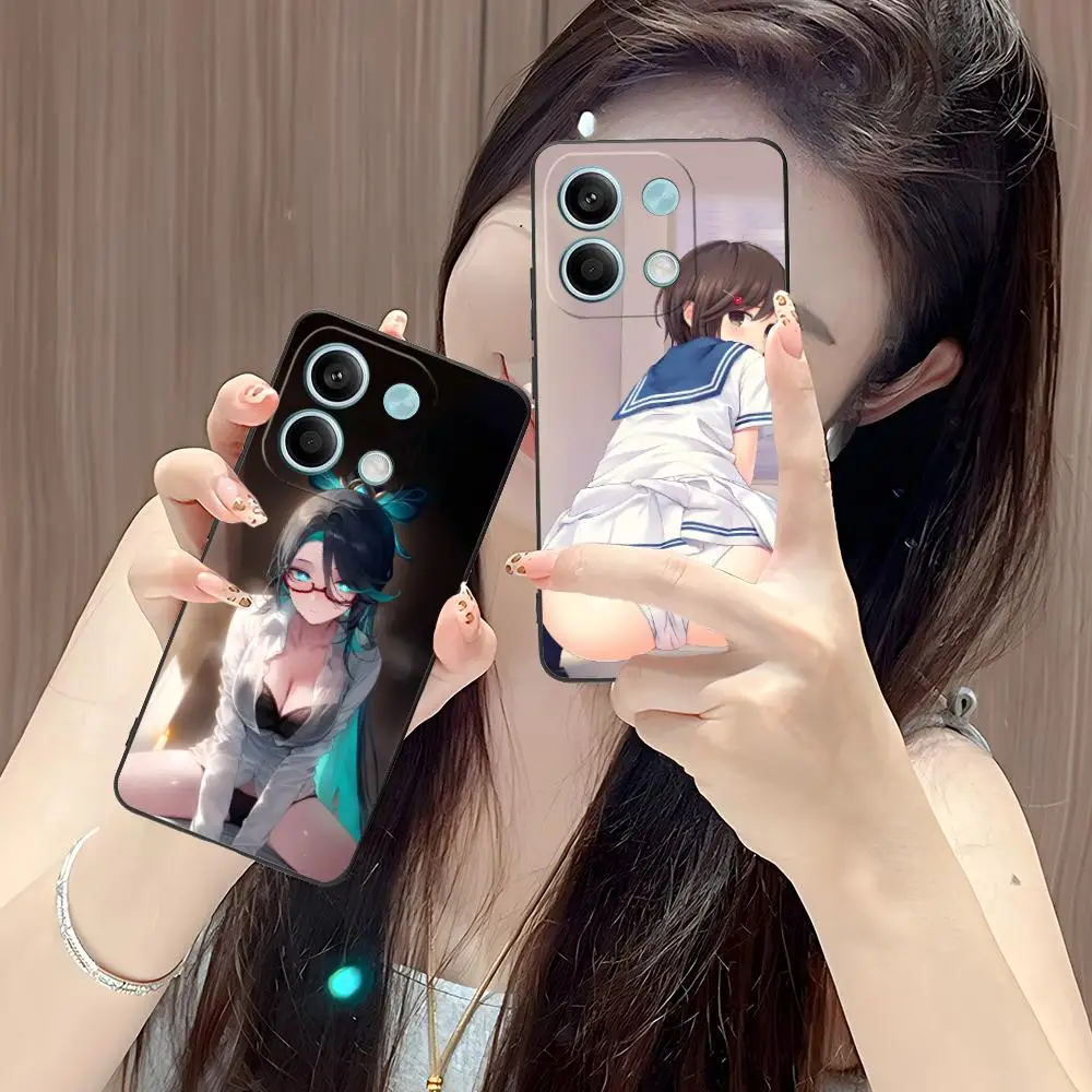 أنيمي هنتاي Senpai قضية الهاتف المحمول ل POCO M6 M5 M4 M3 X7 X6 X5 X4 X3 F6 F5 F4 Pro GT 5G الطباعة الملونة غطاء جميل فاخر
