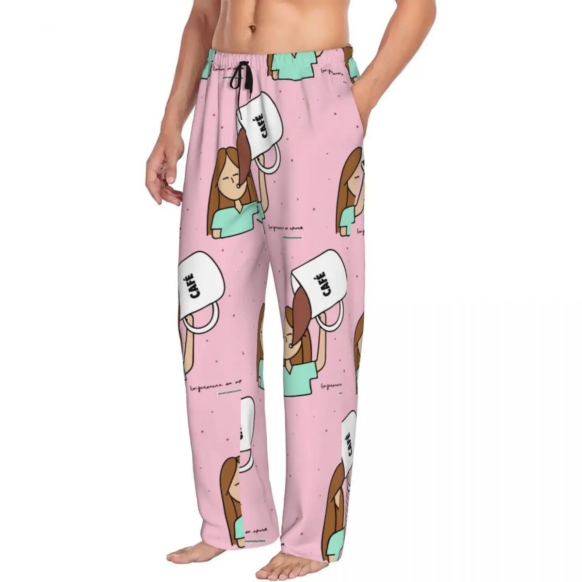 Custom Print Men's Enfermera En Apuros Doctor Nurse Medical Health Pajama Pants Sleep Sleepwear Bottoms with Pockets