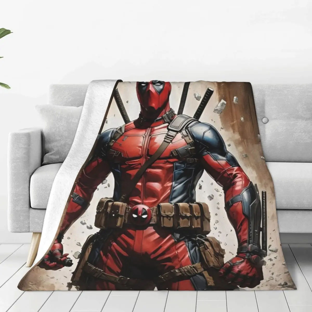 

Official Deadpool Superhero Art Knitted Blanket Fleece Cartoon Anime Lightweight Thin Throw Blankets for Car Couch Bedroom Quilt