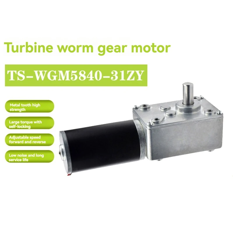 5840-31ZY Turbo Codificador de gusano Micro Motor de reducción de CC Control de velocidad autoblocante Motor pequeño 24V 24V12RPM