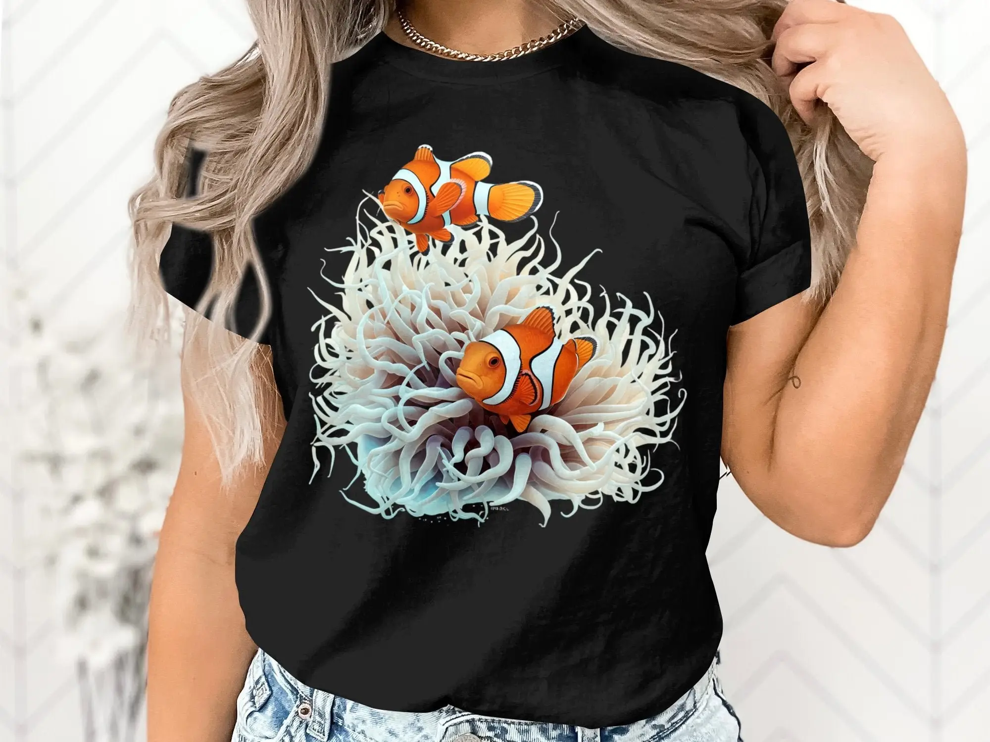 Cool Aquarium Clownfish Tropical Coral Reef Fish Fisher T Shirt Birthday Holiday Presents