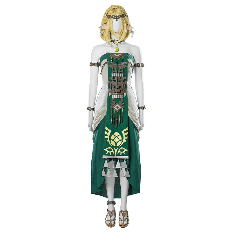Zelda Green Princess  Dress TotK Kingdom LoZ Tears Cosplay Costume Full Set for Women Halloween Comic Con Role Play Anime Outfit