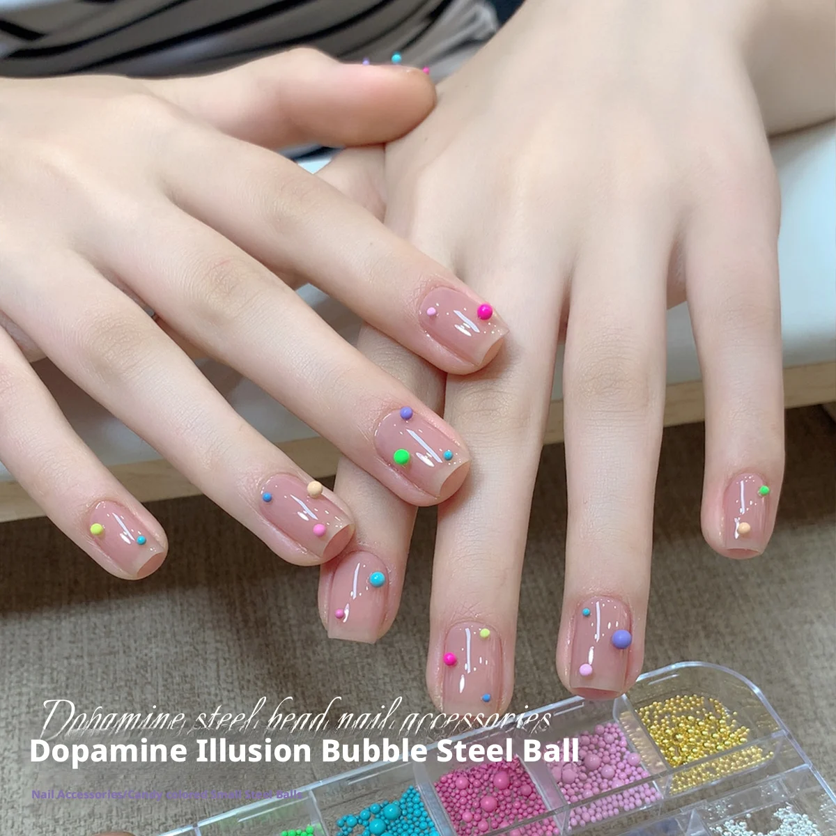 Kaniu 1 Box Macaron Hars Bubble Kralen Nail Art Decoraties Kleurrijke Plaksteen Steentjes Sparkly 3D Halve Bol Charms Manicure