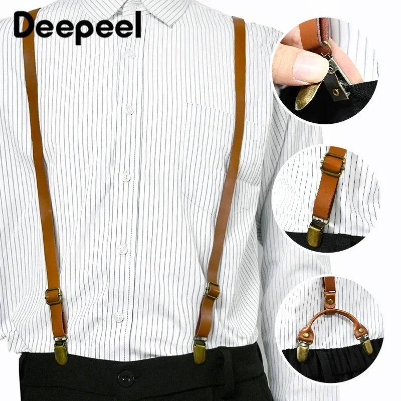 

1.5cm Deepeel Leather Y Type Suspenders for Men Clips Suspender Adjustable Harness Heavy Duty Trouser Braces Suit Accessories