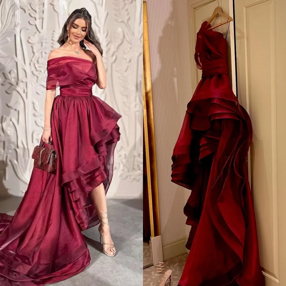 

Customized Fashion Sizes Available Organza Pleat Ruched Draped A-line One-shoulder Long Dresses Bespoke Occasion Dresses