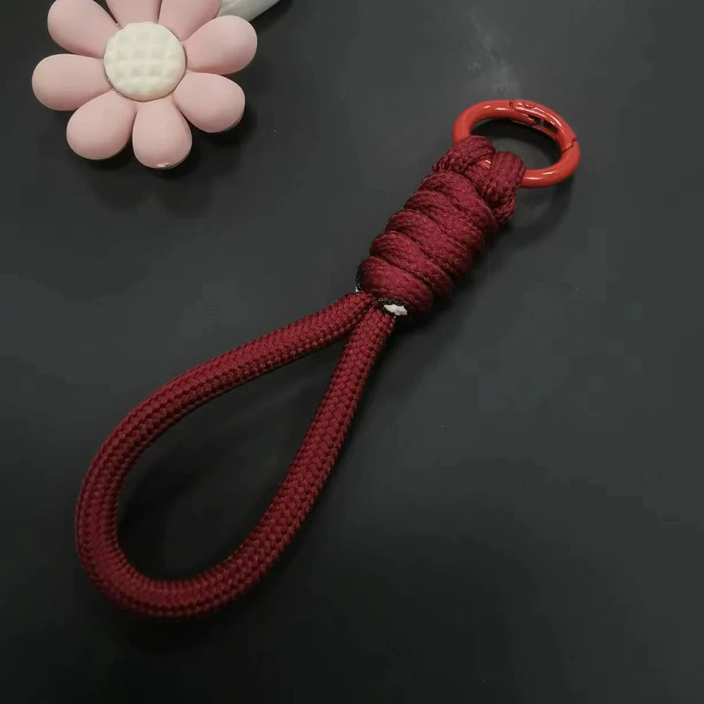 12cm Paracord Braided Woven Keychain Wrist Rope Phone case Anti-lost Rope Strap Key Ring Tactical Survival Tool Backpack Buckle