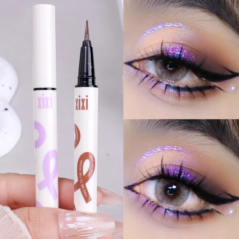 Glitter Blue Eyeliner Pen Waterproof Diamond Highlighter Eyeshadow Lying Silkworm Pencil Long Lasting Shiny Liquid Eye Cosmetics