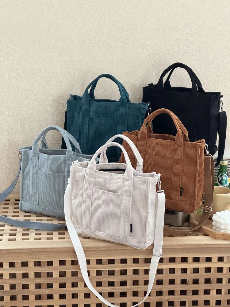 حقيبة كتف Hylhexyr-Corduroy للنساء ، حقائب بسيطة متقاطعة مع الجسم ، حقيبة يد مربعة أحادية اللون بسحاب ، جديدة ، الخريف والشتاء ،