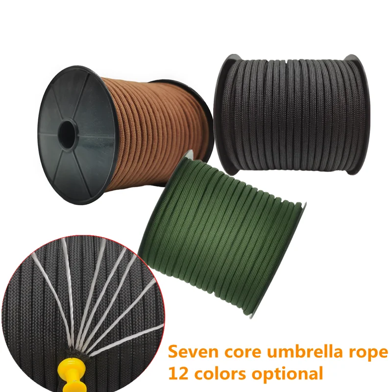 550 العسكرية 50 متر 7-Core Paracord حبل 4 مللي متر في الهواء الطلق البوليستر المظلة الحبل التخييم بقاء مظلة خيمة حزمة #1