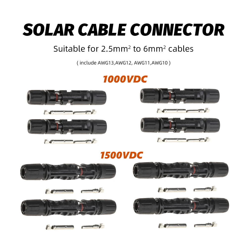 

5 Pairs Solar Connectors Male Female Solar Plug Cable Connectors for PV Solar Panels and Photovoltaic SystemsCable 2.5/4/6mm2