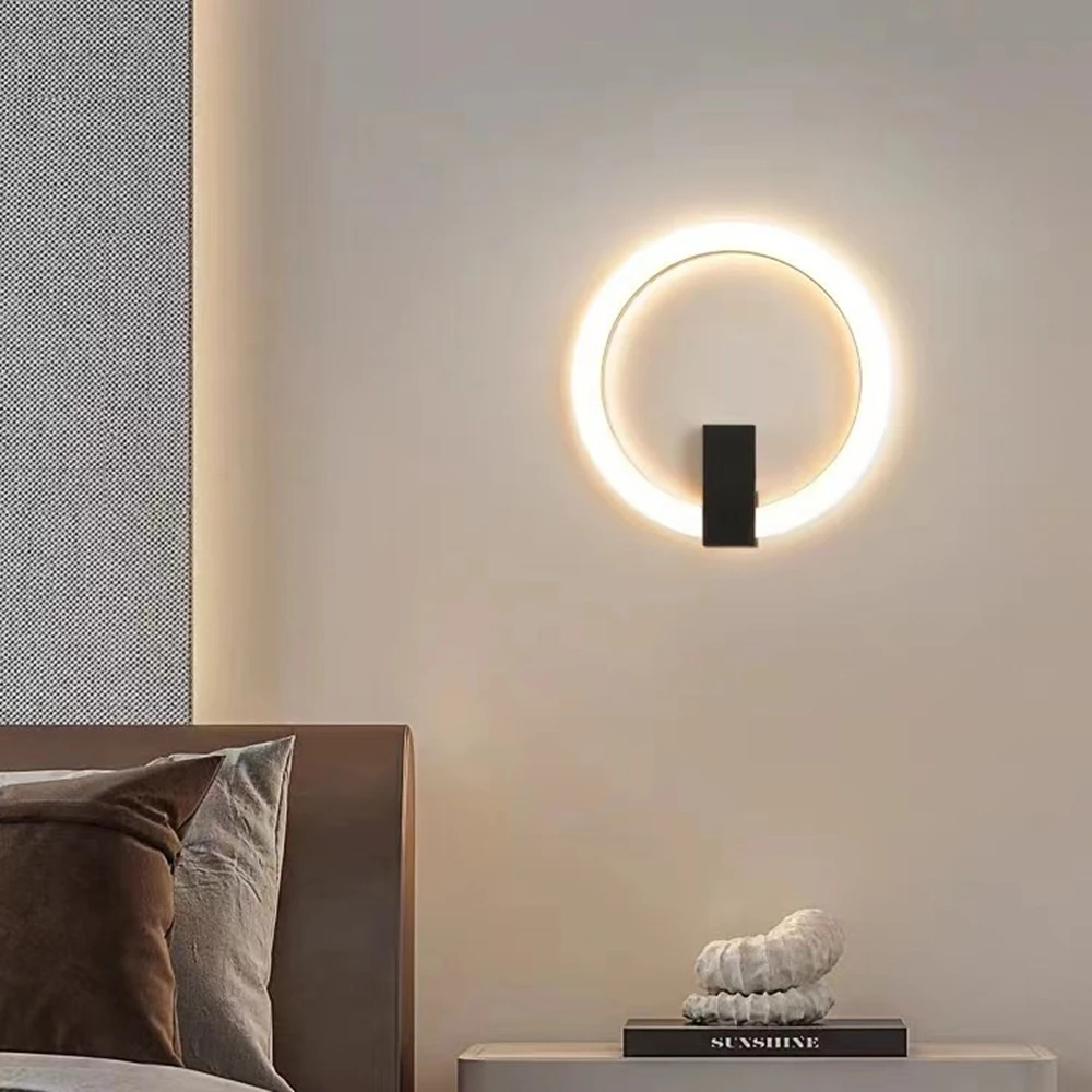 Moderna lâmpada de parede led preto ouro arandela para sala estar quarto luz cabeceira casa corredor decoração brilho iluminação