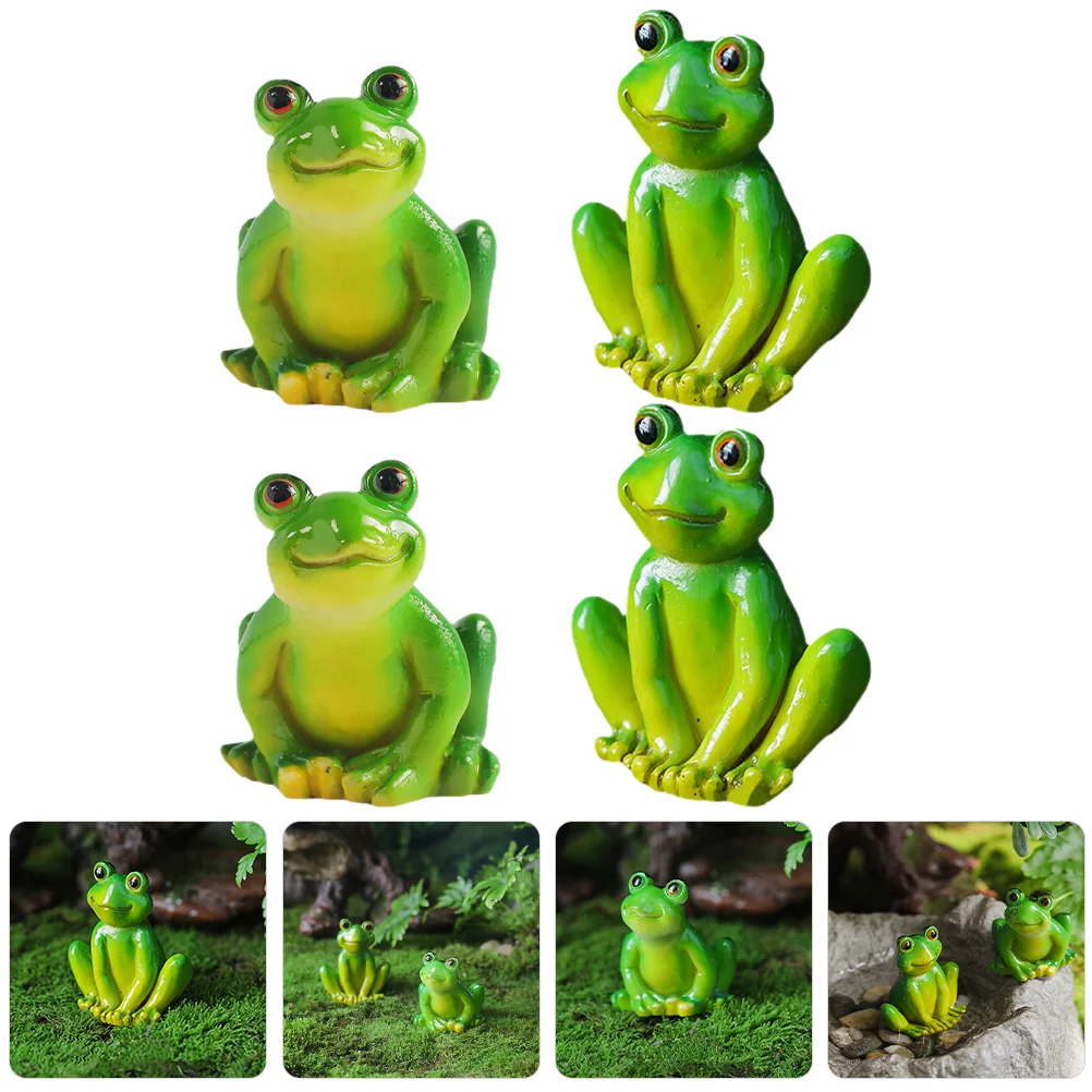 

Miniature Frog Statue Micro Landscape Ornaments Decor Tiny Frogs Animal Green Resin