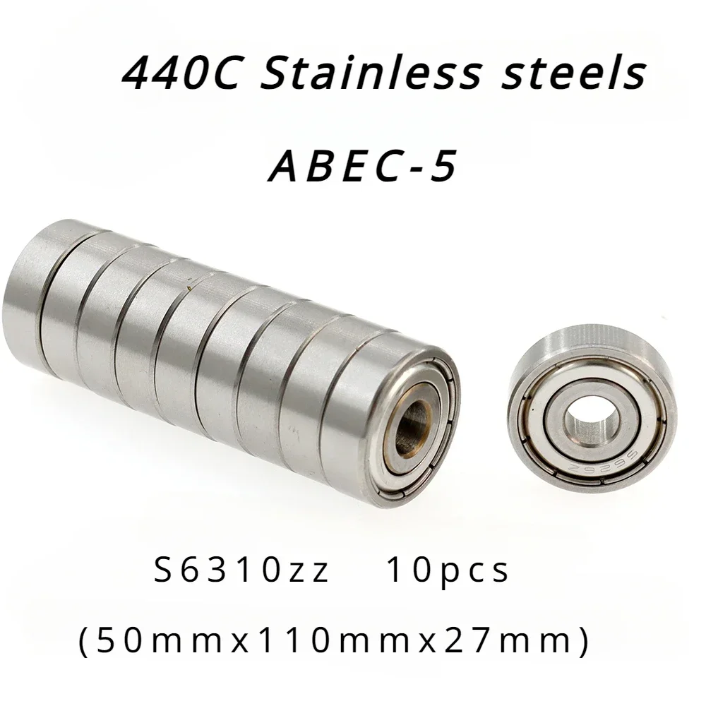 

Veekaft High Precision 440C Stainless Steel ABEC-5 Deep Groove Ball Bearings S6310zz 10pcs Size 50mmx110mmx27mm