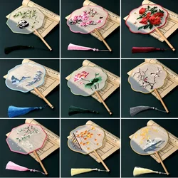 Chinese Style Silk Fan for Ladies, Classical Embroidered Court Fan, Vintage Wedding Dance Hand Fan, Home Decoration Ornaments