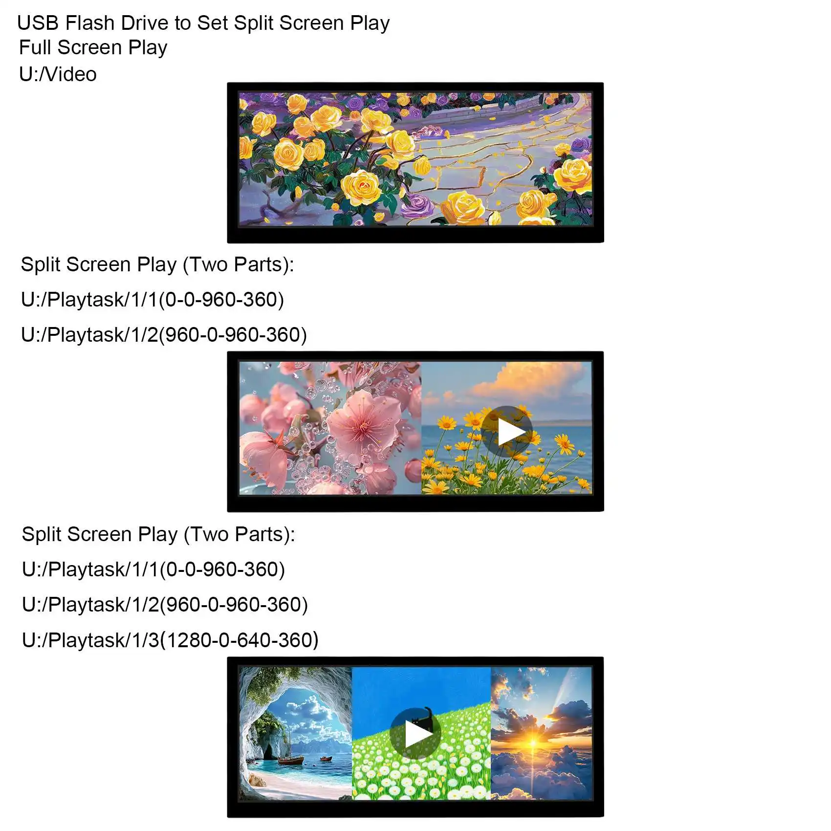 شاشة 10.3 بوصة 1920x720 تعمل بنظام أندرويد تعمل باللمس شاشة LCD USB 2.0 شاشة مقسمة تشغيل تلقائي Co py Video