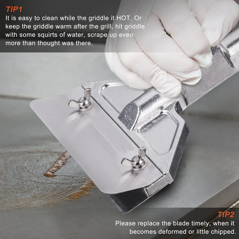 Pengeruk pemanggang dengan pisau dan pengikis tepi miring kecil, aksesori pemanggang atas datar aluminium cor tugas berat