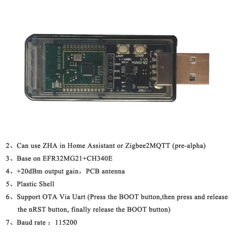 REPLA-5X Zigbee 3.0 Silicon Labs Mini EFR32MG21 Hub universale open source Gateway Modulo chip dongle USB ZHA NCP