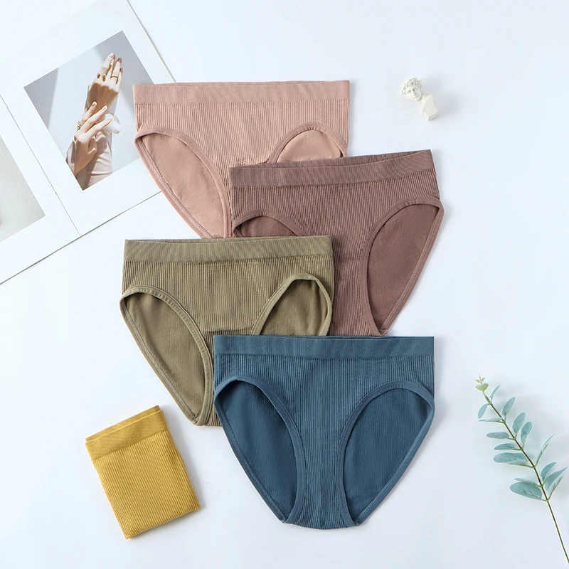 Women Panties Underwear Solid Color Briefs Female Underpants Sexy Lingerie Pantys 2022