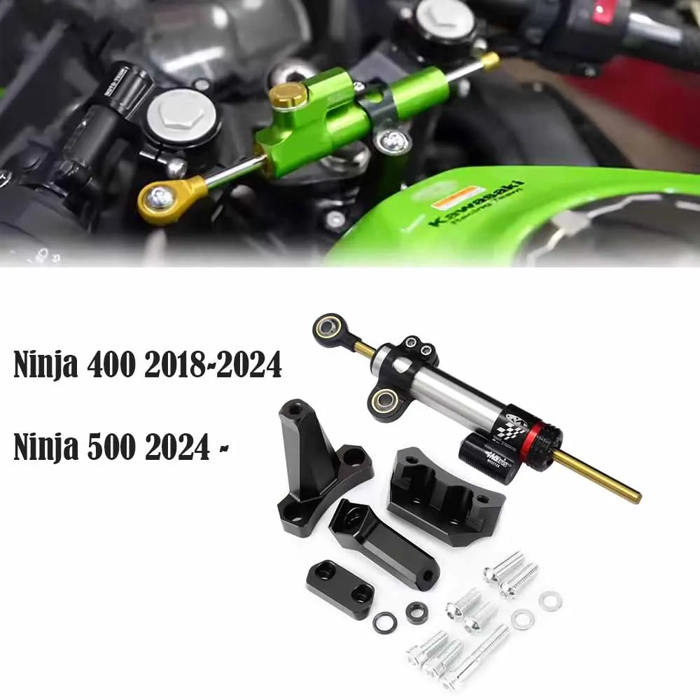 

For Kawasaki Ninja 400 2018-2024 New Motorcycle Steering Stabilizer Ninja 500 2024-2025 CNC black Steering Damper Bracket Kit