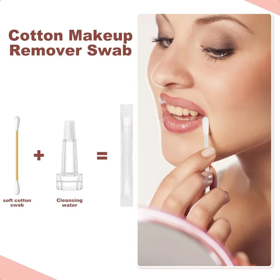 Hisopos de algodón, hisopos desmaquillantes, barras de labios para ojos, removedor de maquillaje relleno de líquido, hisopos de algodón para ojos, labio, Eyeb
