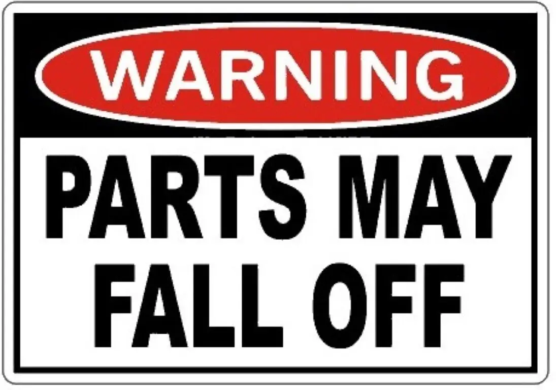 

WARNING PARTS MAY FALL OFF HELMET STICKER HARD HAT LAPTOP