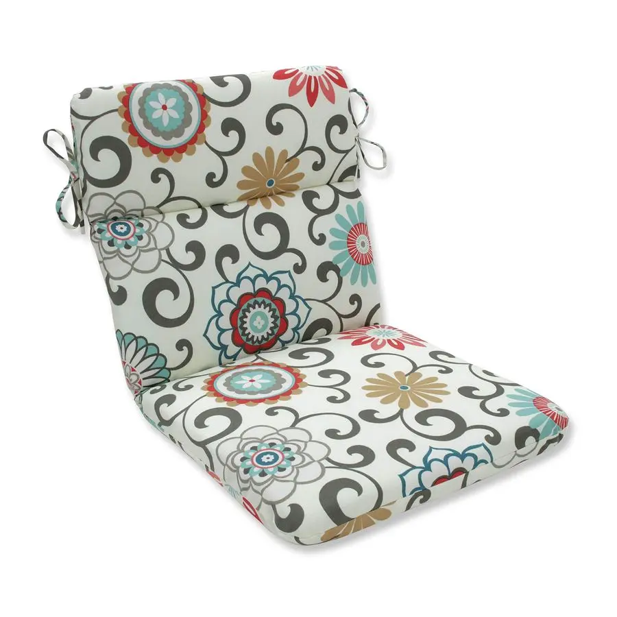 

Bright Floral Indoor Outdoor 1 Piece Split Back Chair Cushion Set With Ties, 1 Count, 40.5 x 21, Blue Brown Pom Pom Play