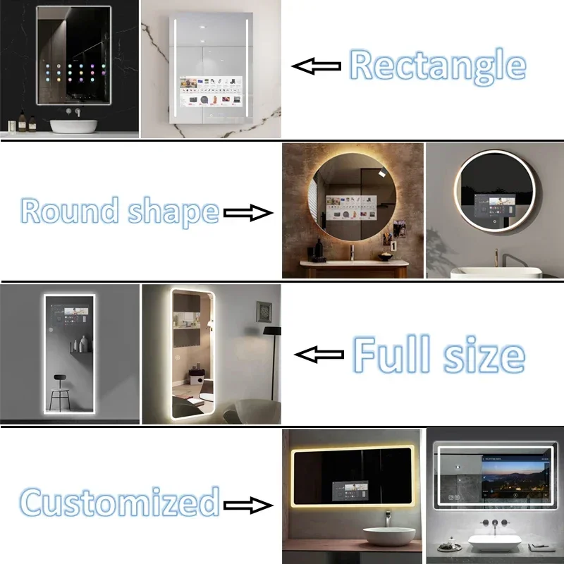 New Stock Home Decor Luxury Accessories Mirrors Android 11 Wall Mounted Mirror With Tv Screen Bathroom Smart Mirror