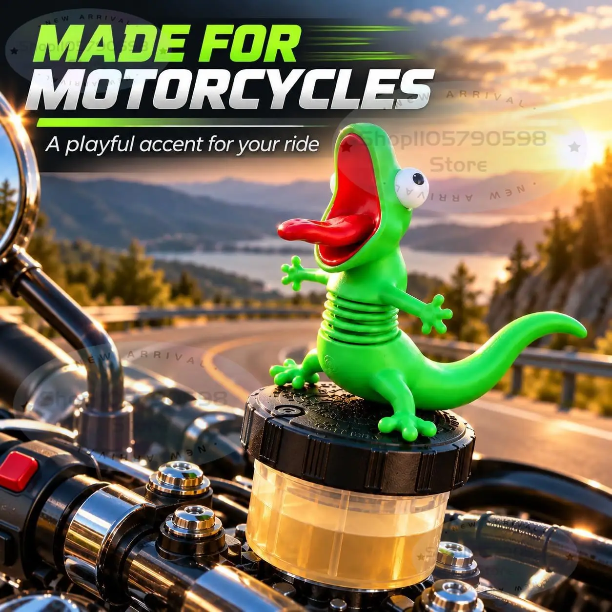 Wobbly Lizard Riding Buddy,Funny Car Dashboard & Motorcycle Decor,Goofy Green Lizard with Flexible Spring Body,Car Accent Gift