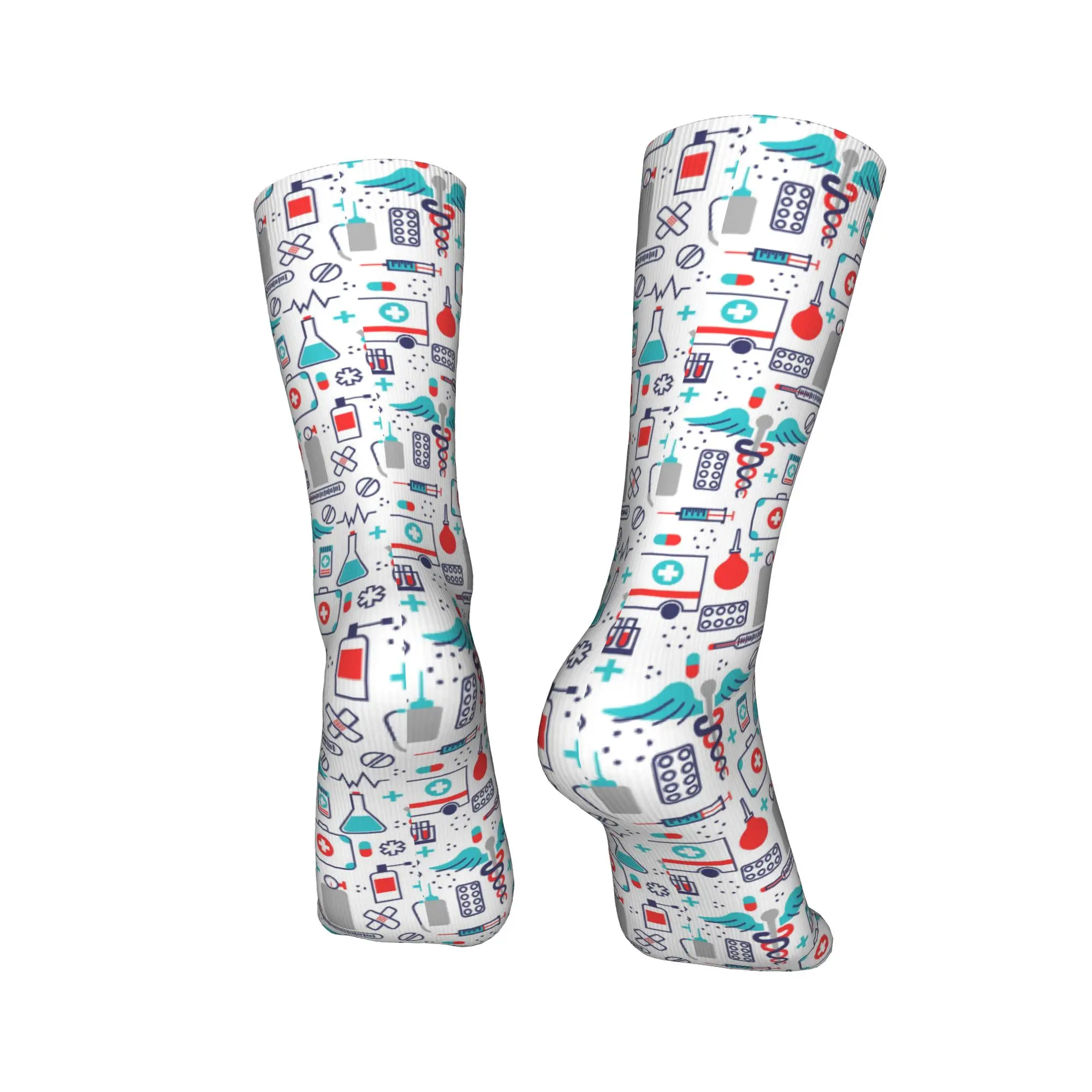 Calcetines geniales de dibujos animados para médicos y enfermeras, calcetines con estampado 3D para hombre, medias con patrón médico de enfermería para mujer