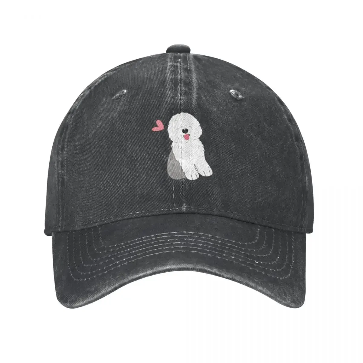 Cute Grey Gray and White Old English Sheepdog Puppy Cowboy Hat Sunhat Beach Outing Boy Women's