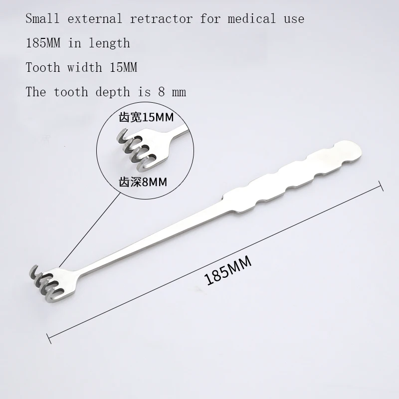 Instrumentos ortopédicos, pequeños ganchos externos para uso médico, dientes dobles. Ganchos de acero inoxidable de tres y cuatro dientes.