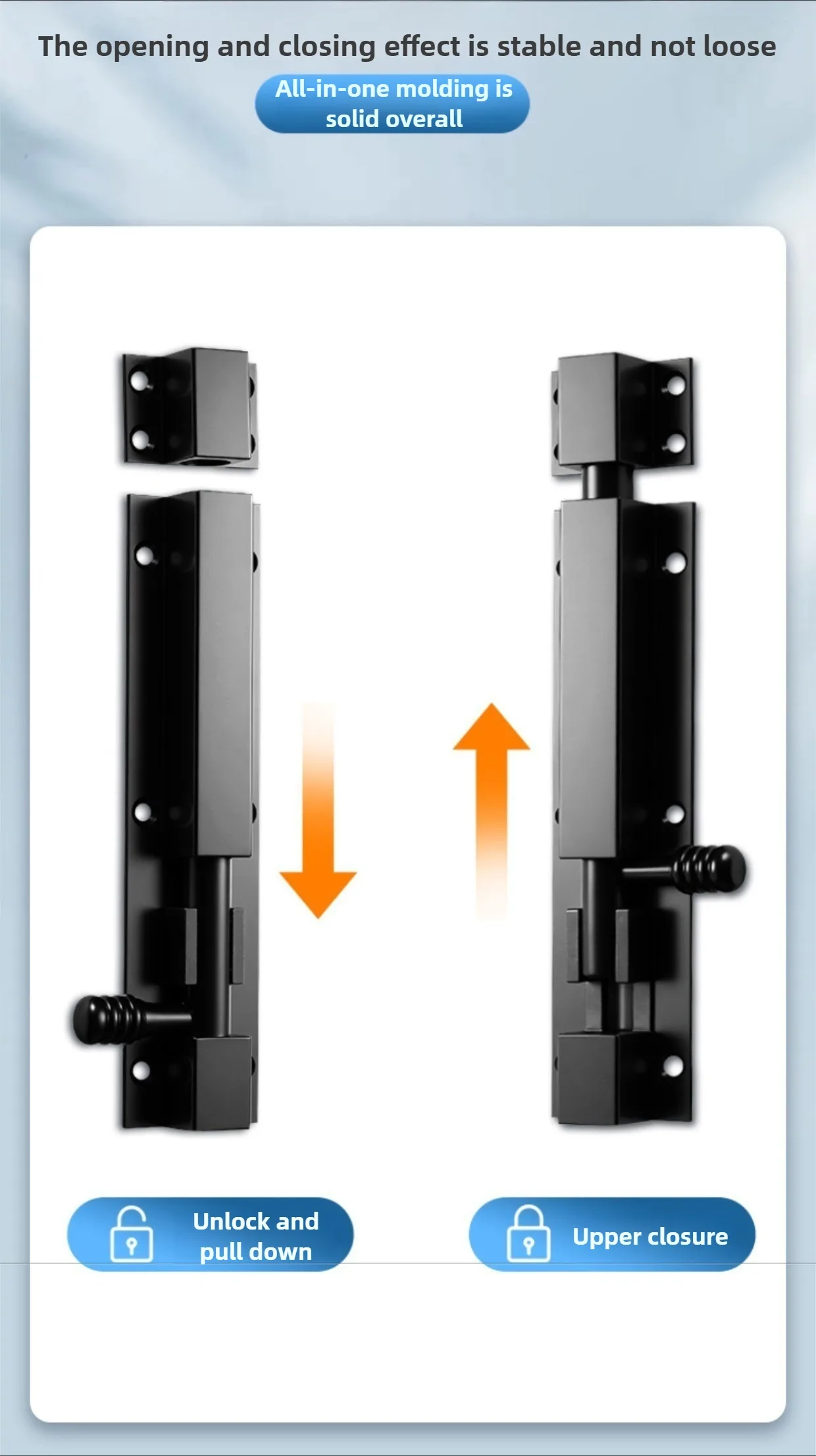 Aluminiumlegierung Türsicherheitsschloss Fensterriegel Hochbelastbar Verstärkter Schiebetor-Turmriegel Verschluss Haushaltsbeschlag – Detail 7
