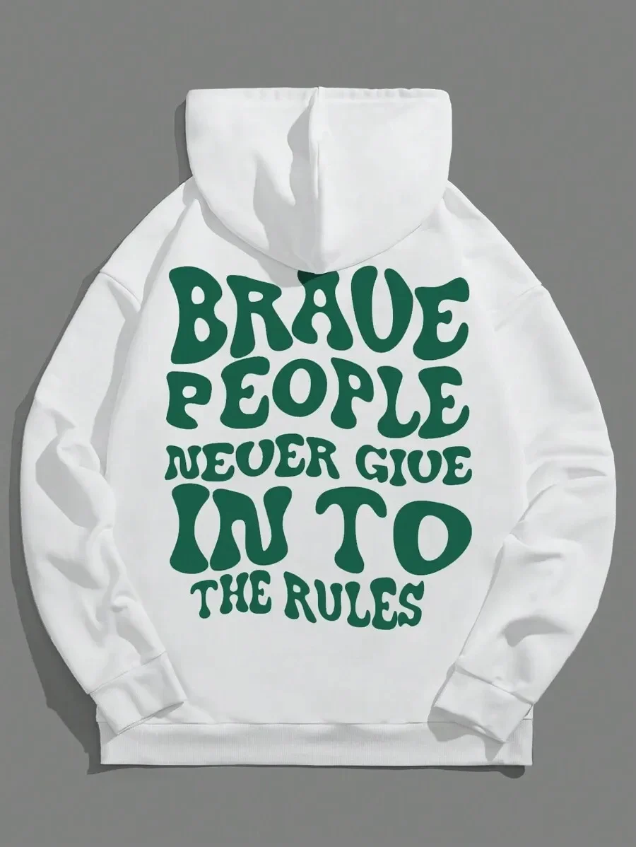 

Fashionable Pure Cotton Hoodie Featuring Brave - Themed Inspirational Text Perfect for Those Who Embrace Individuality