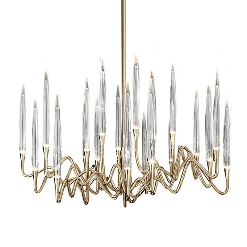 

American chandelier restaurant light luxury super long bar counter modern minimalist art