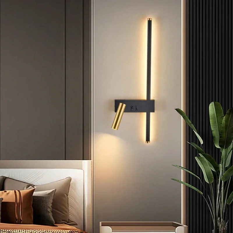 Wall Lamp Home Room Decoration Composite Minimalist Strip LED Lights Modern Living  Background Adjustable Angl Art Spot Light