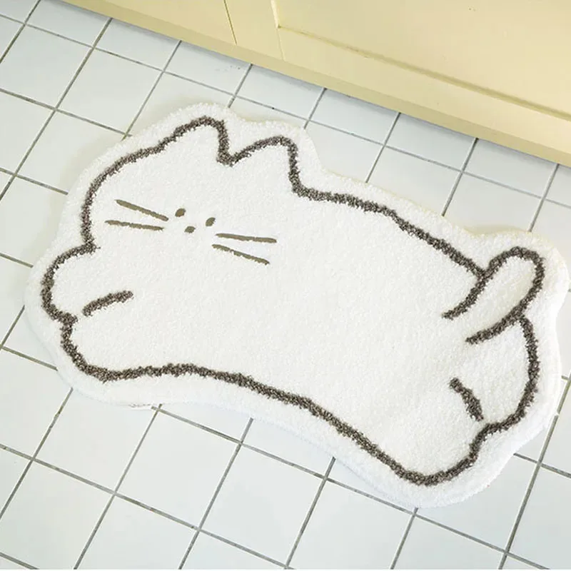 VIKAMA Fluffy Cat Shaped Rug Soft Fuzzy 3D Carpet for Bedside Window Seat Bathroom Living Room Kawaii Home Decor Floor Mat