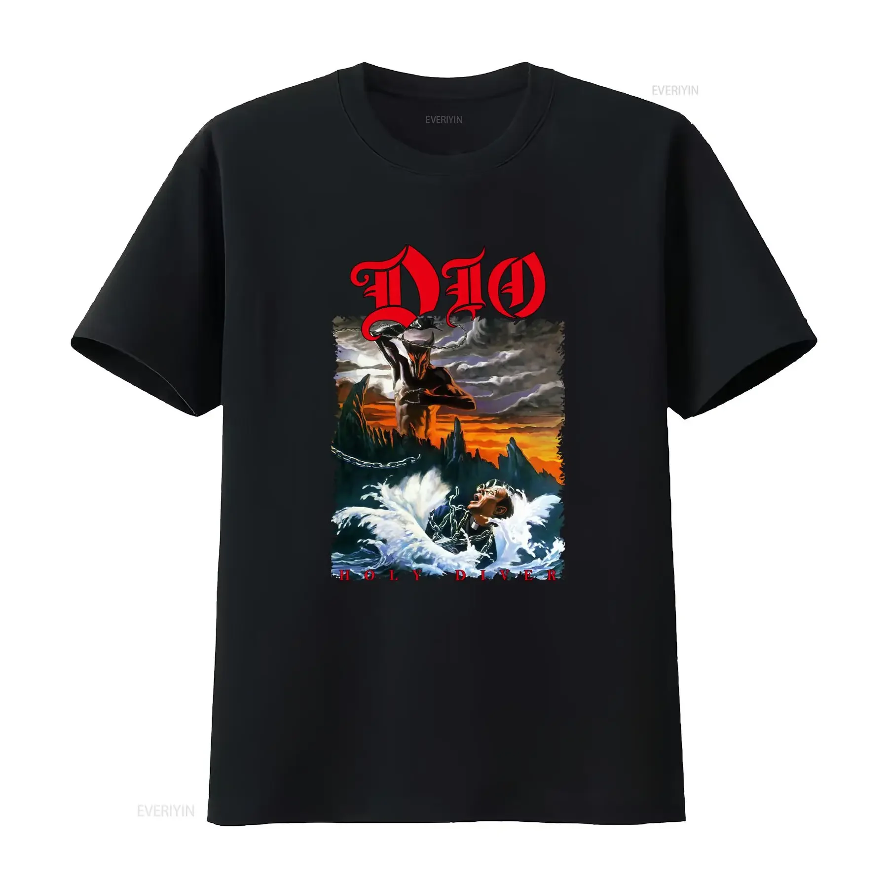 DIO Holy Diver T Shirt for Men Available in Sizes S to 5XL vintage Washed Stretched Slightly designer clothes graphic Casual