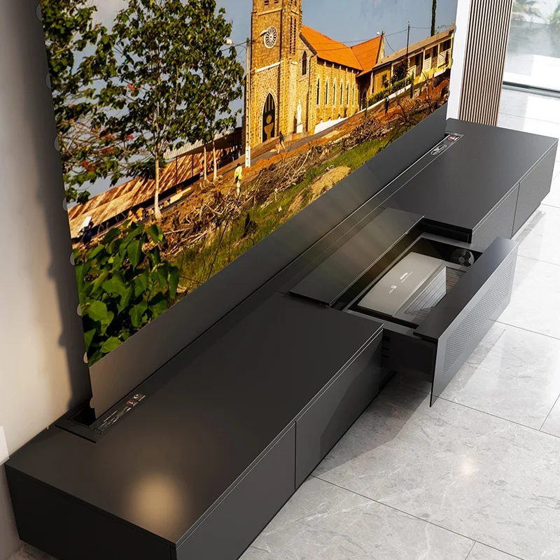 Automatic Laser TV Cabinet Ground Rise Screen Cloth Integrated Cabinet Smart Retractable Invisible Home Theater