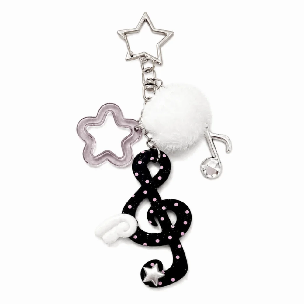 Sweet Y2K Style Musical Notes Keychain Harajuku Acrylic Pendant Portable Bag Charms Bag Decoration
