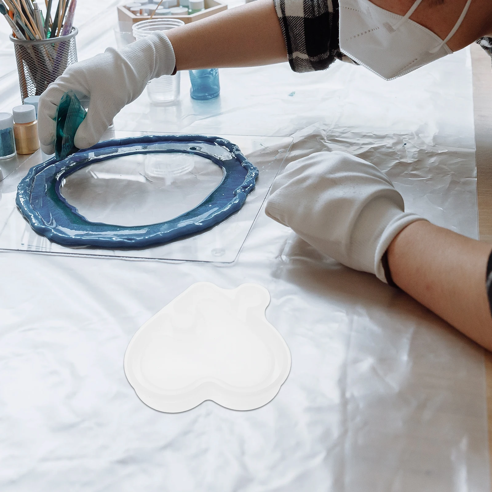 

Silicone Heart Resin Tray Mold White Love Storage Box Multi function DIY Snacks Jewelry Epoxy Reusable Decorative C y Casting