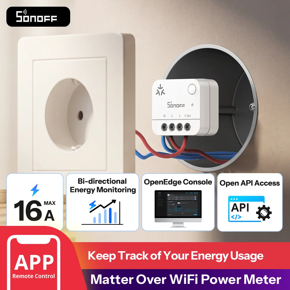 SONOFF MINI-1GP (Non-Switch) MINI PM Matter Over WiFi Power Meter Smart Energy Monitoring Appliance Completion Alerts Open API