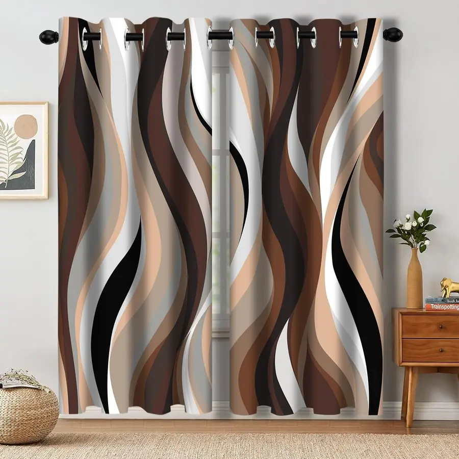 

Абстрактные плотные шторы, полосатые черные, белые, серые, эстетические художественные оконные шторы, декор для гостиной, спальни, затемняющий оконный драп
