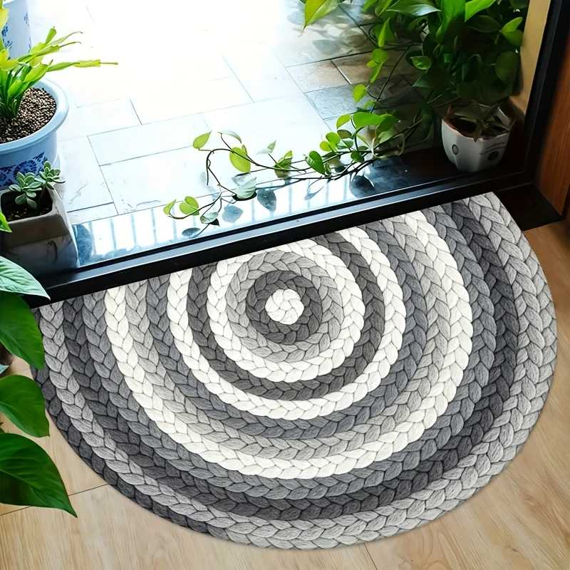 Vintage Baroque Flower Berry Art Semicircular Doormat Entry Elegant Rug Anti Slip Floor Mat For Retro Luxury Entryway Daily Use