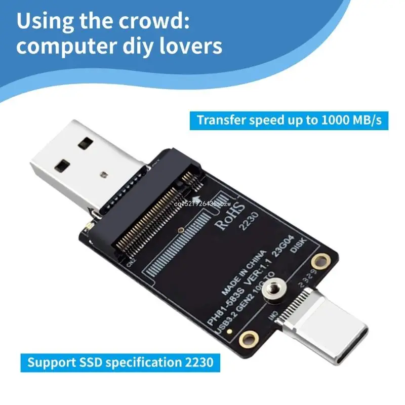 Adaptador gabinete NVMe SSD M.2 NVME para USB A Tipo C Conversor Suporte para 2230 Dropship